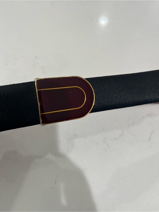 Vintage Accessories - Vintage Black Belt with Burgundy and Gold Accent